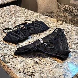 Victoria's Secret Black Lace Bra and Panty Set